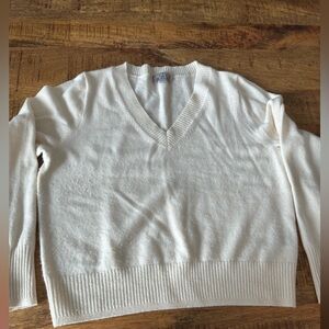 J. Crew Cream Cashmere V-Neck Sweater